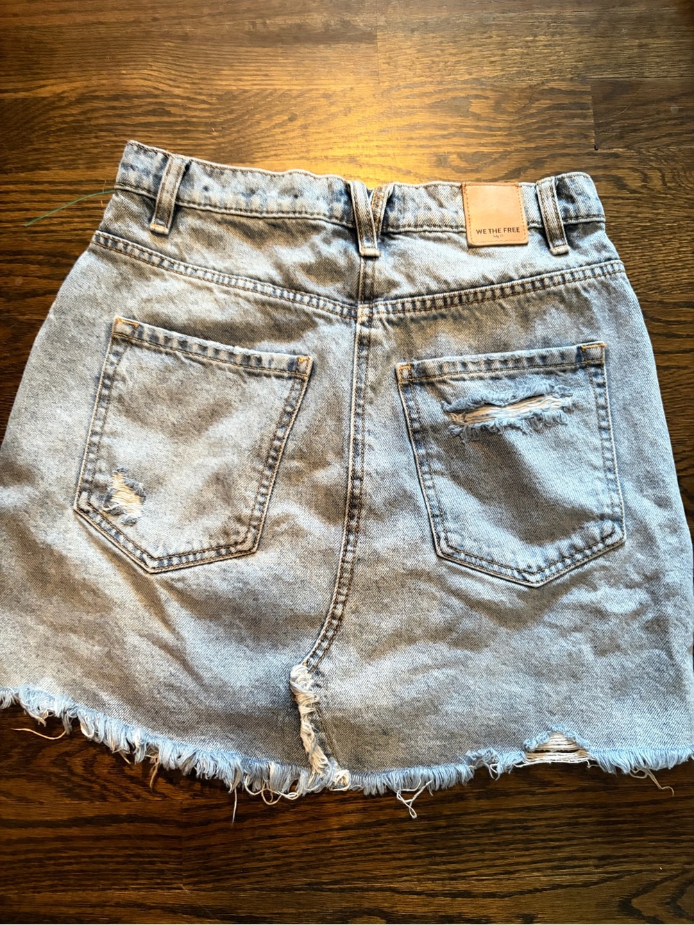Free people Light Wash Distressed Denim Mini Skirt